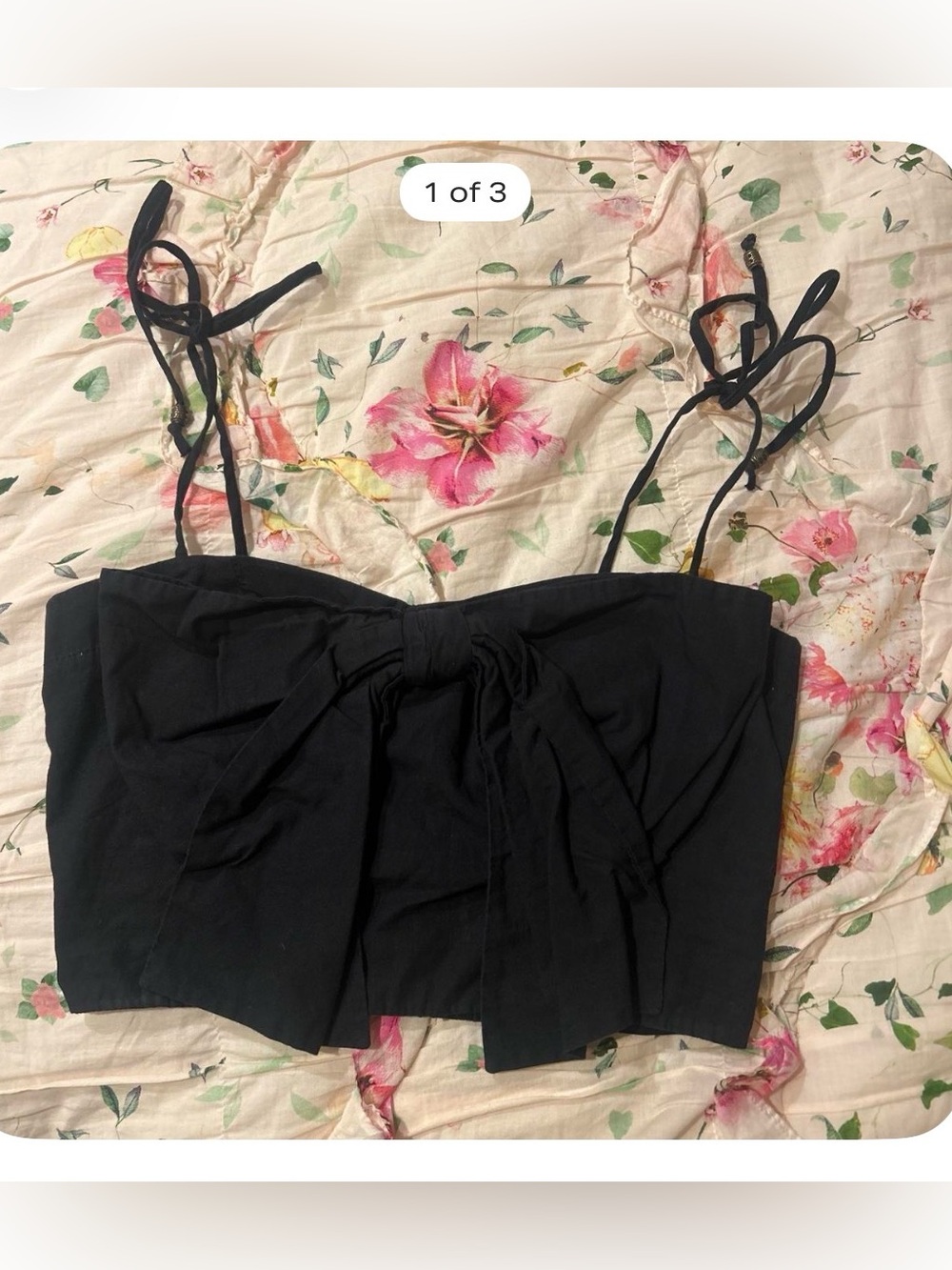 Black Tie-Front Crop Top
